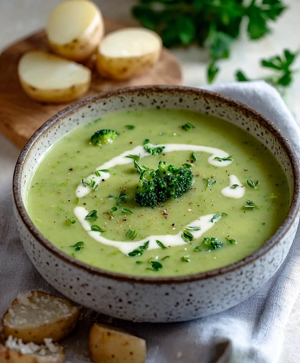 Brokkolicremesuppe mit Kartoffeln