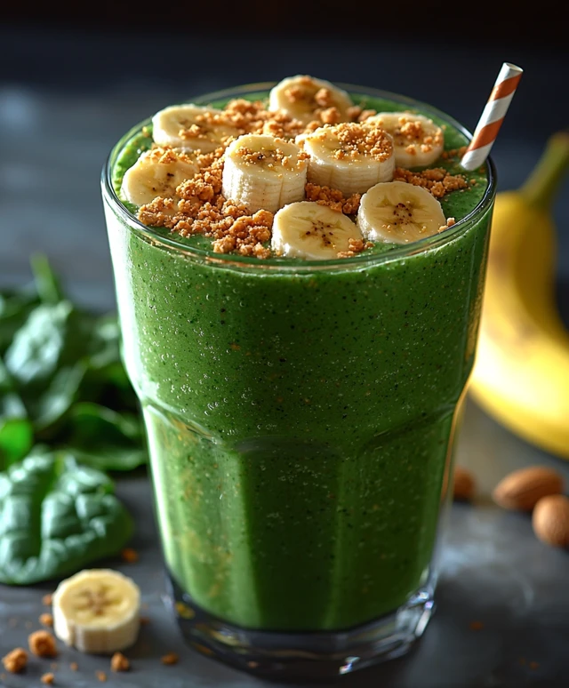 Spinat Erdnussbutter Bananen Smoothie