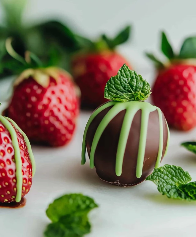 Matcha Schokolade Erdbeeren