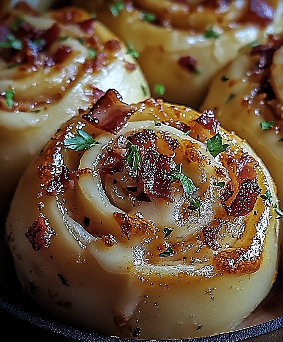 Klebrige Pizzarollen Knoblauchbutter Bacon
