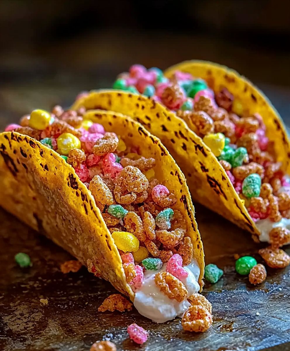 Fruity Pebbles Käsekuchen Tacos