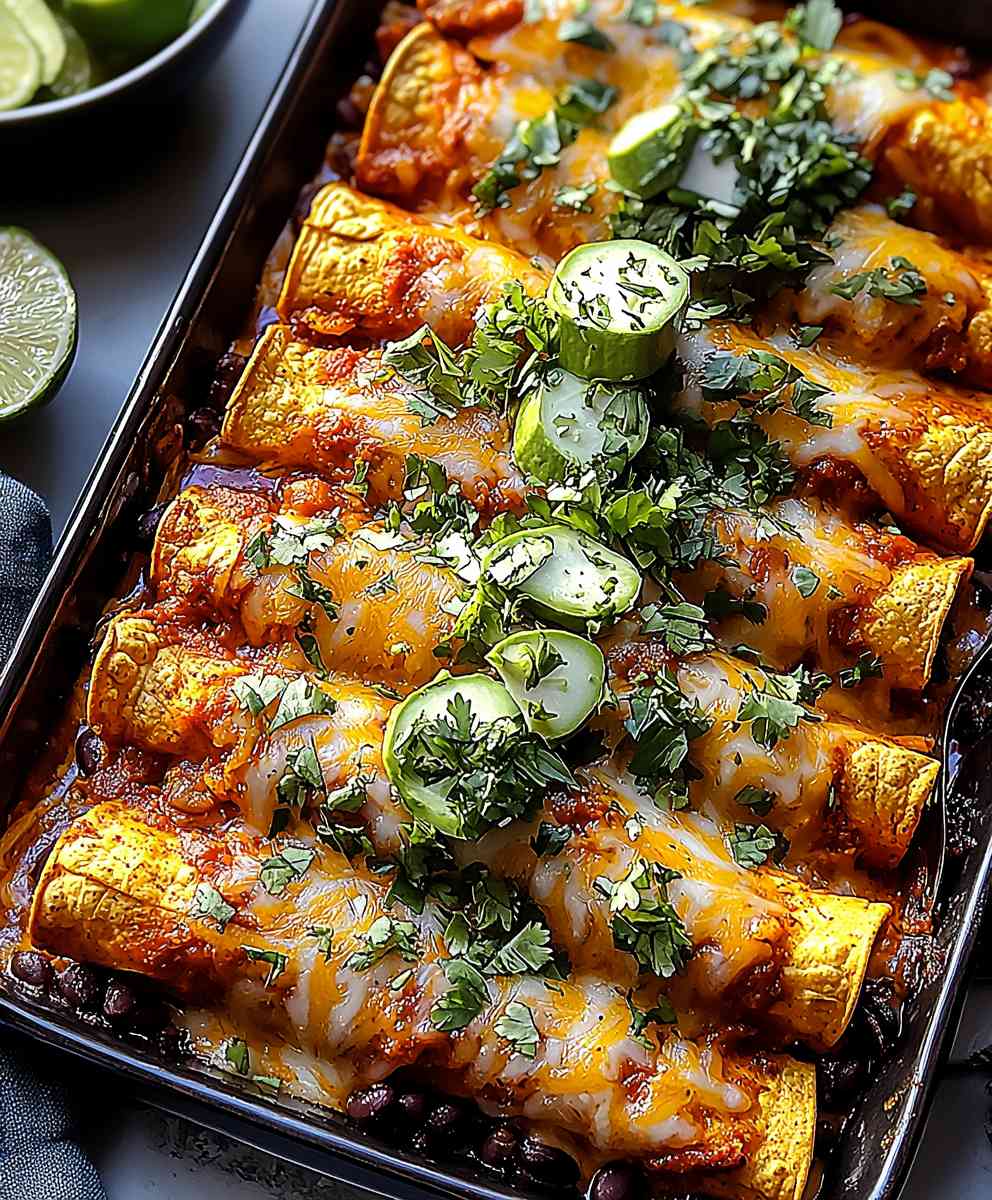 Süßkartoffel Enchiladas schwarze Bohnen
