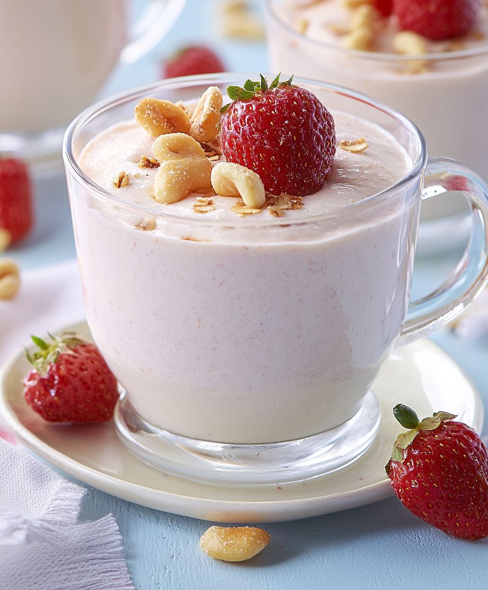 Erdbeer Cashewmilch selber machen