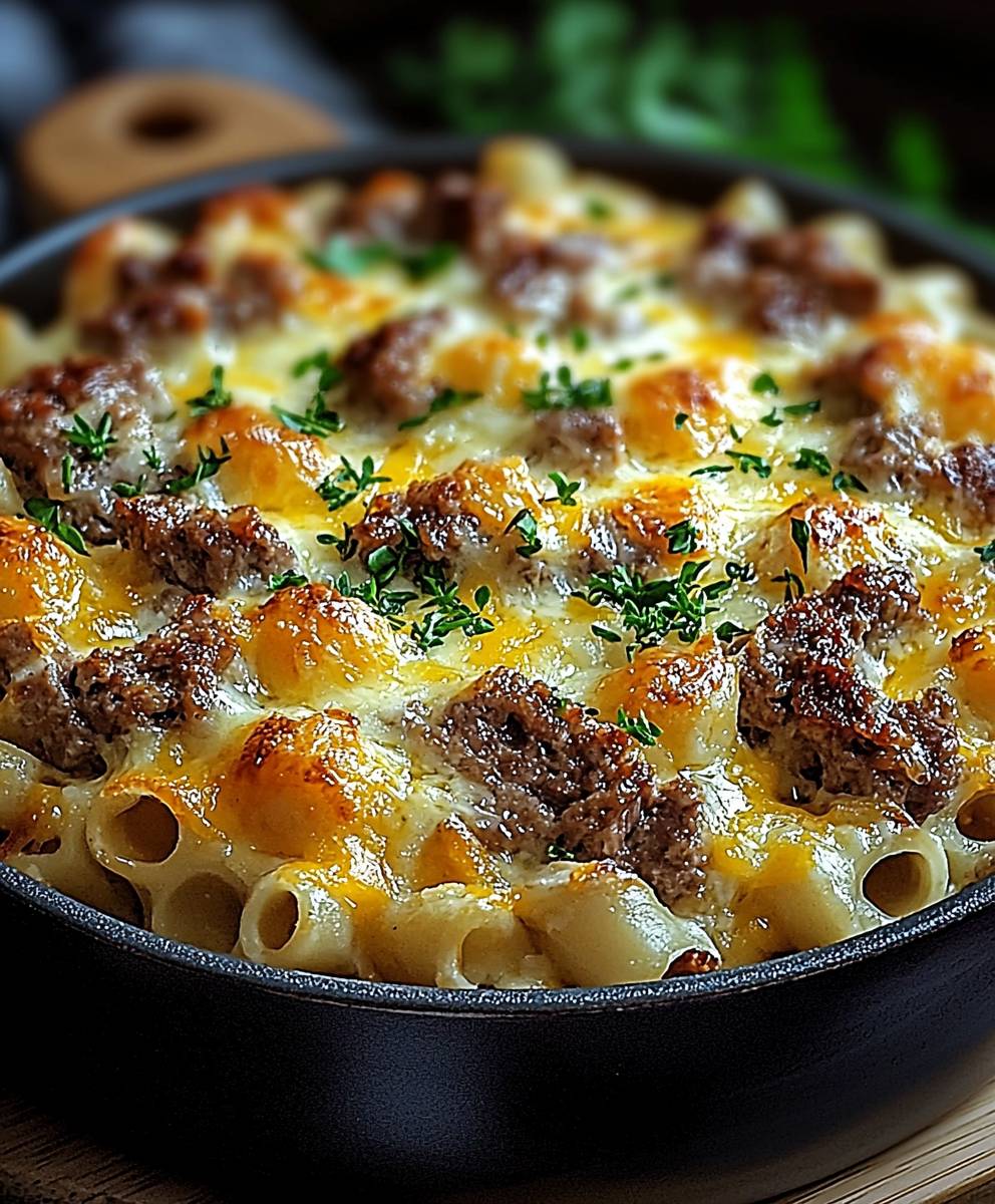 Rindfleisch Cheddar Auflauf