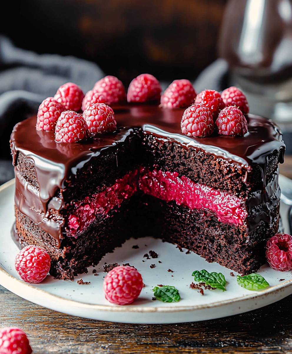 Schokoladen Himbeer Kuchen backen