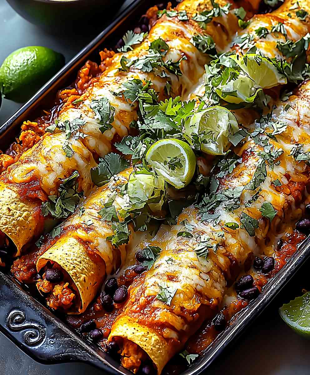 Süßkartoffel Enchiladas schwarze Bohnen