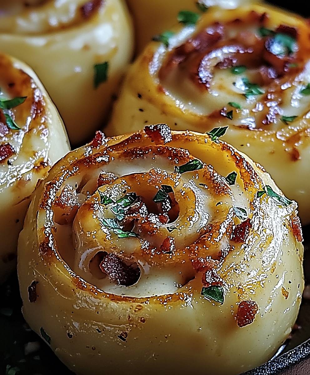Klebrige Pizzarollen Knoblauchbutter Bacon