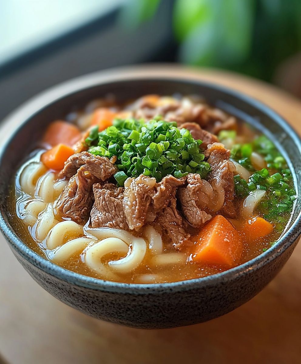 Udon-Nudelsuppe mit Rindfleisch