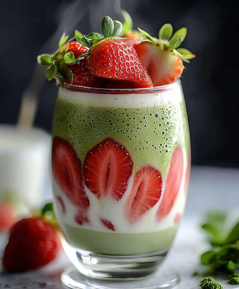 Erdbeer Matcha Latte