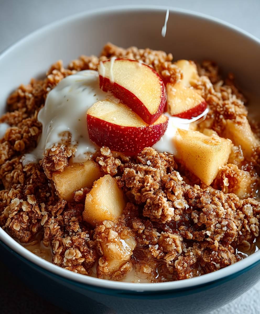 Gesundes Apfel Crumble Frühstück
