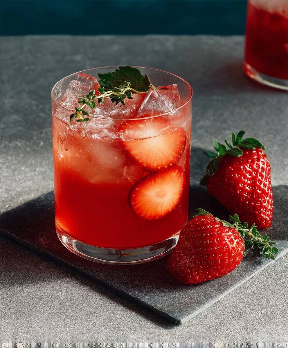 Erdbeer Gin Cocktail Thymian