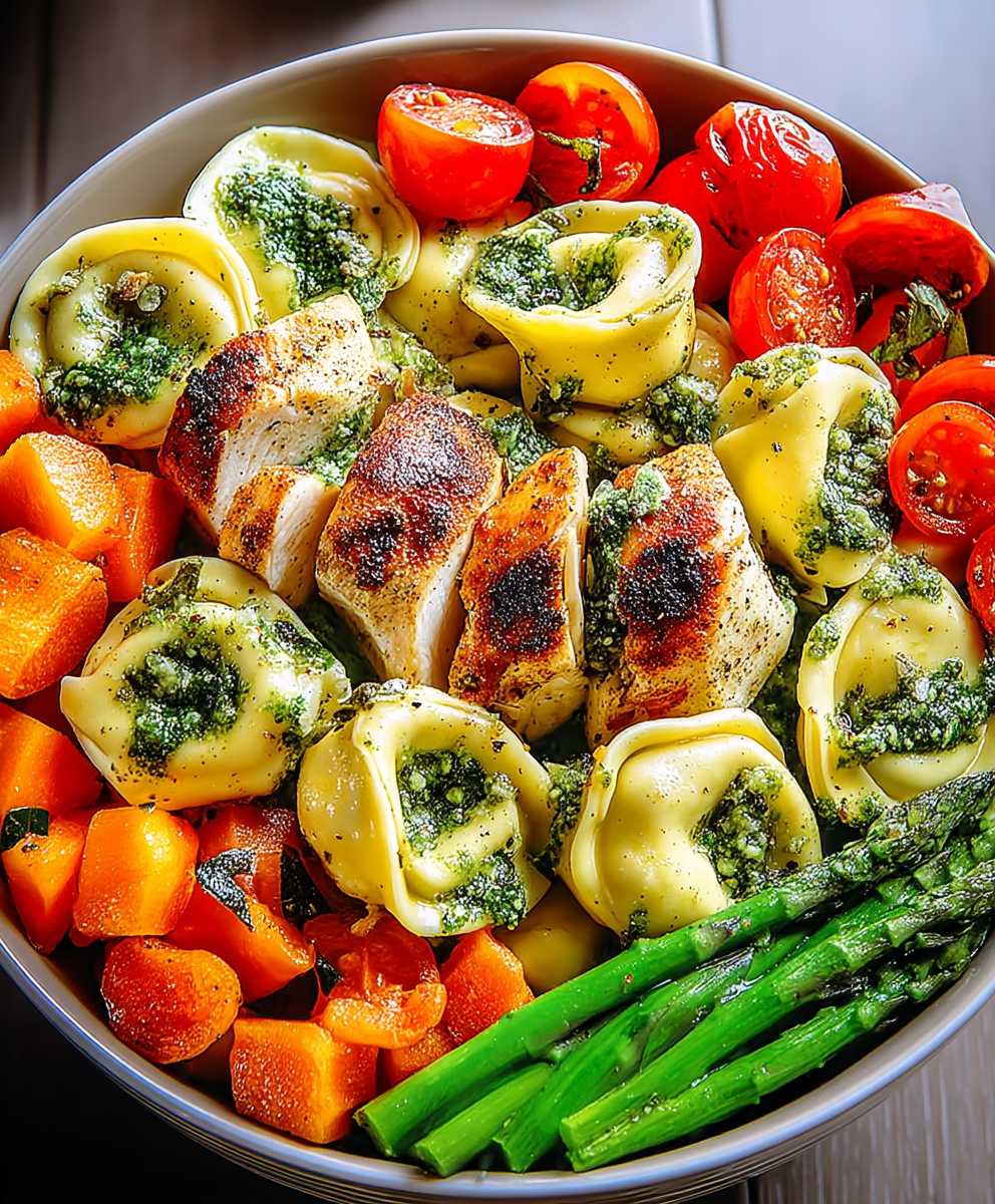 Hähnchen Tortellini Pesto Gemüse