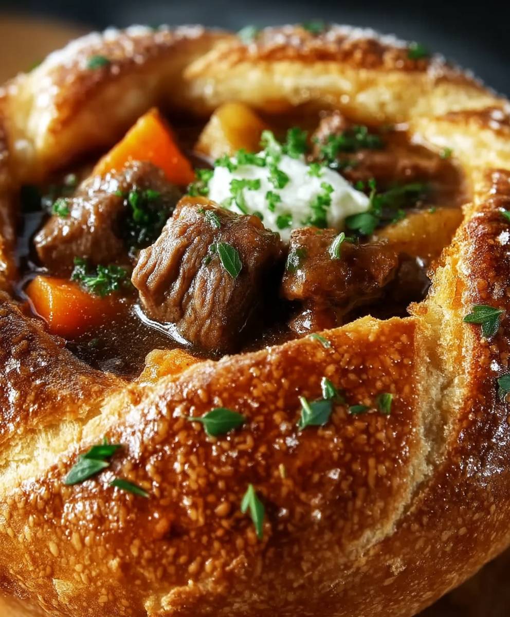 Rindergulasch Brotschale