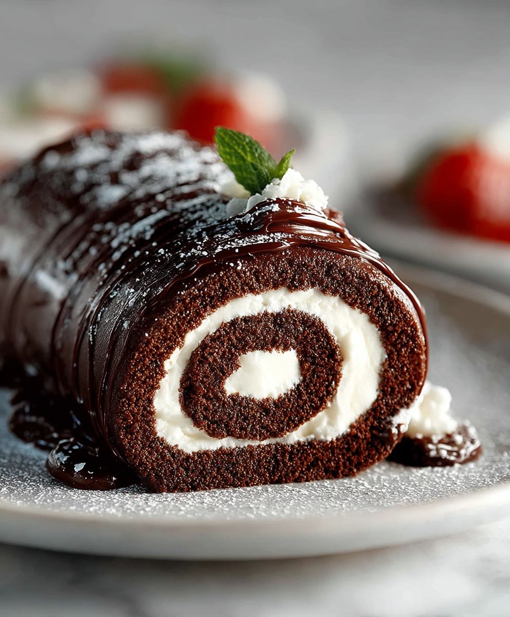 Schokoladen Schweizer Rollen Kuchen