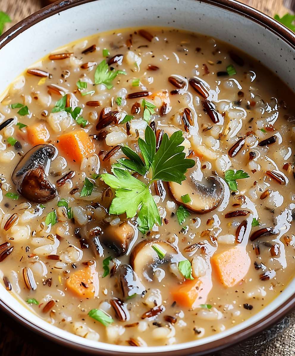 Vegane Wildreis Pilzsuppe
