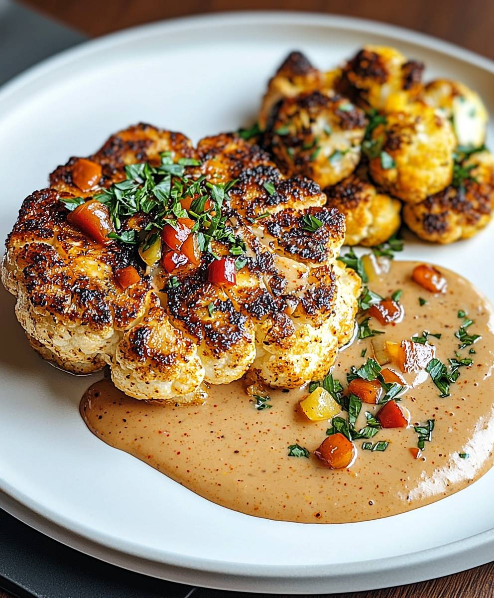 Blumenkohlsteak Pfefferrahmsauce