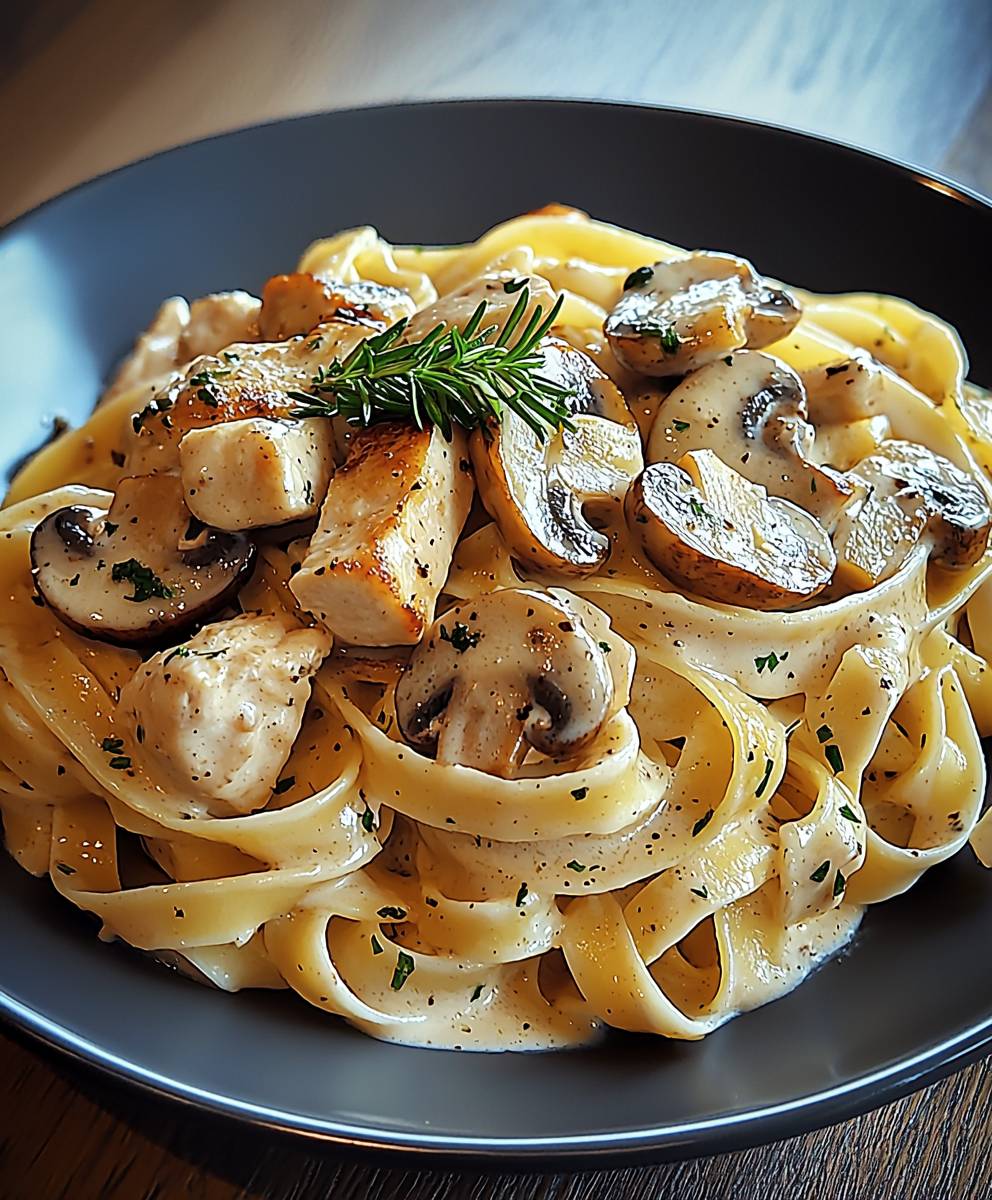Tagliatelle Pilze Huhn Sahnesoße