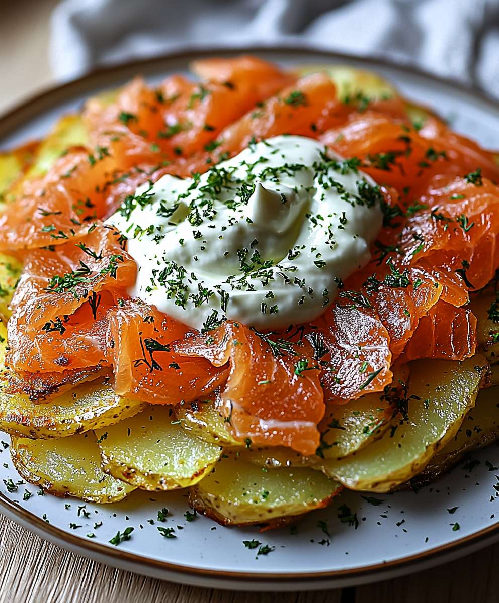 Kartoffelgalette Räucherlachs Crème Fraîche