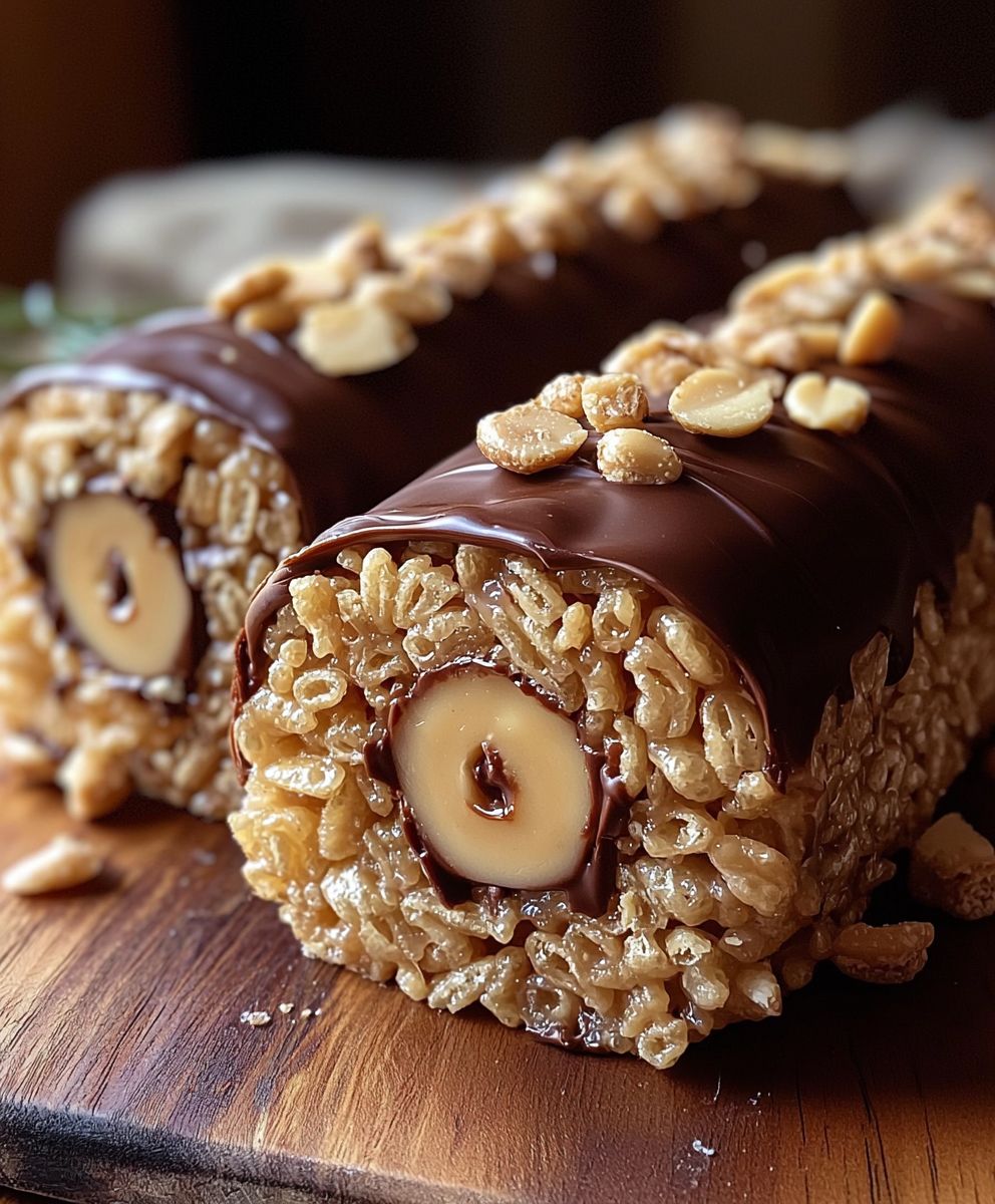 Schoko Erdnussbutter Reis Krispies Rolle