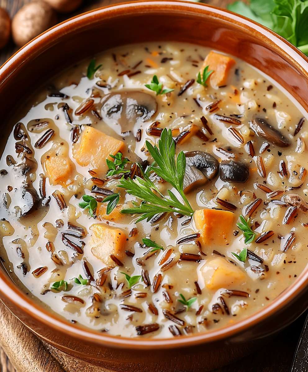 Vegane Wildreis Pilzsuppe