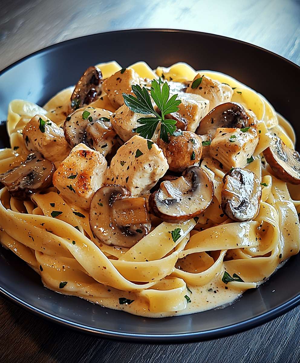 Tagliatelle Pilze Huhn Sahnesoße