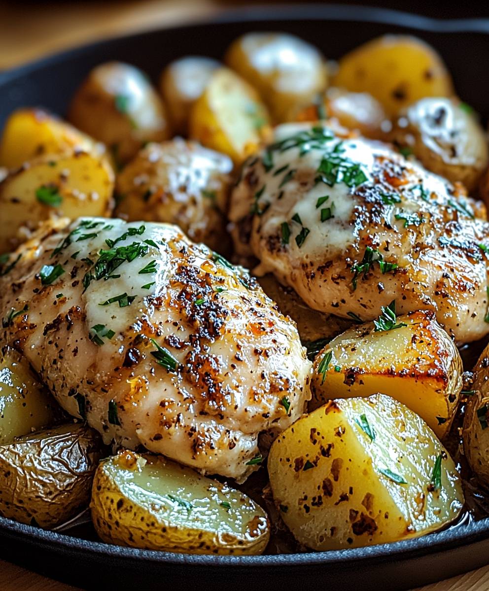Knoblauch Parmesan Hähnchen Kartoffeln