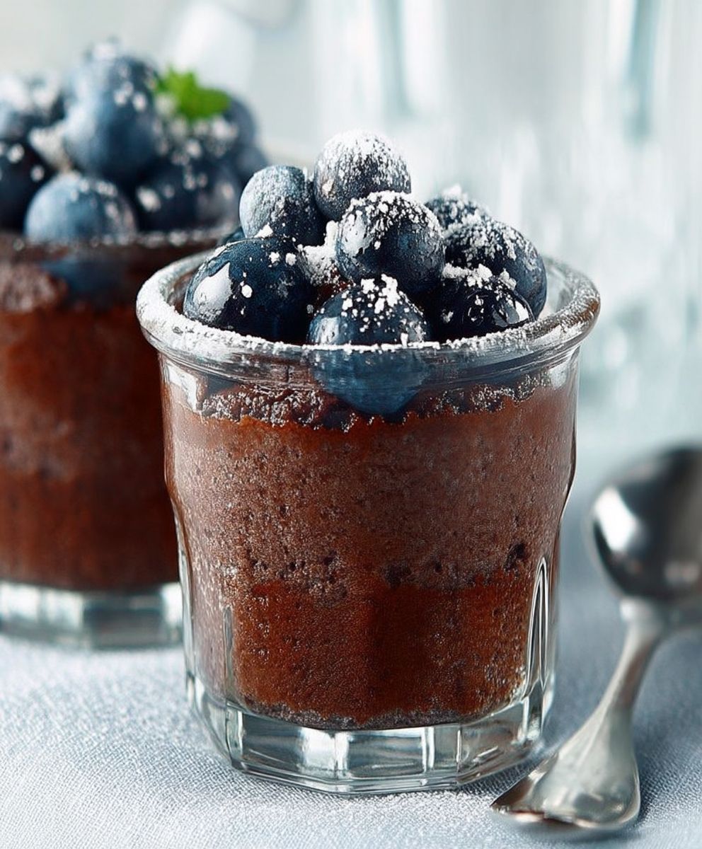 Schokokuchen Heidelbeeren Glas