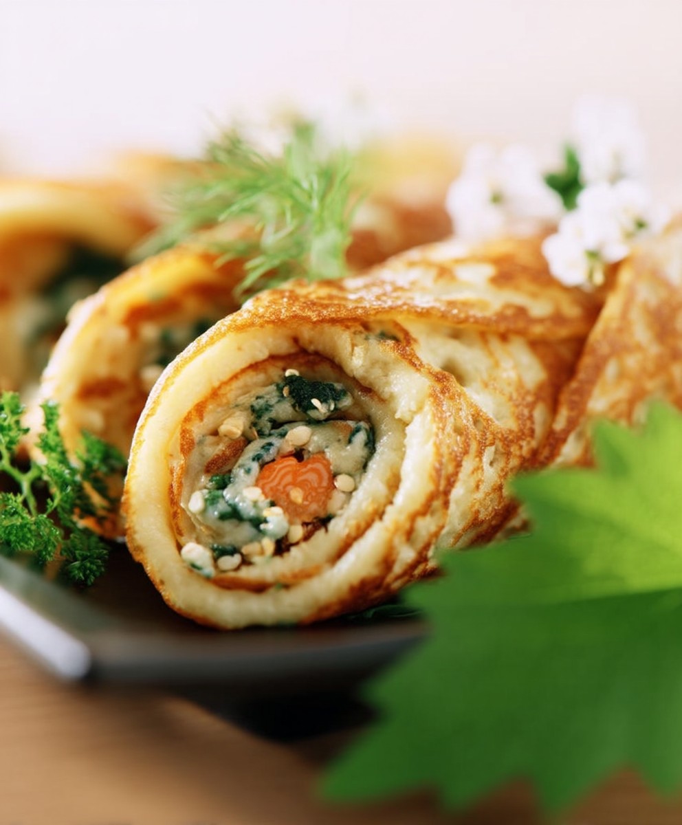Pfannkuchenröllchen Kräuterfüllung
