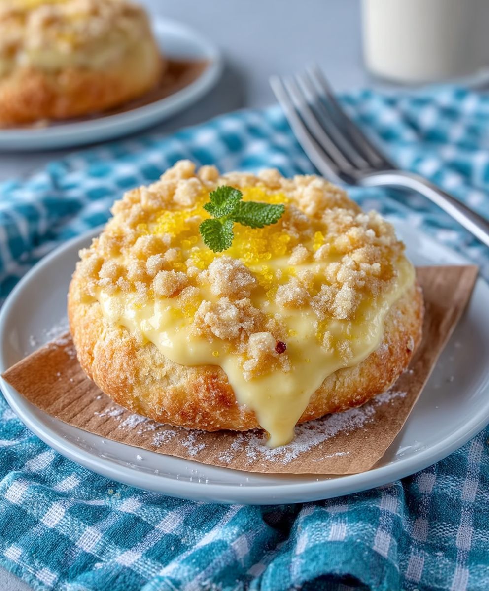 Streuseltaler mit Vanillepudding