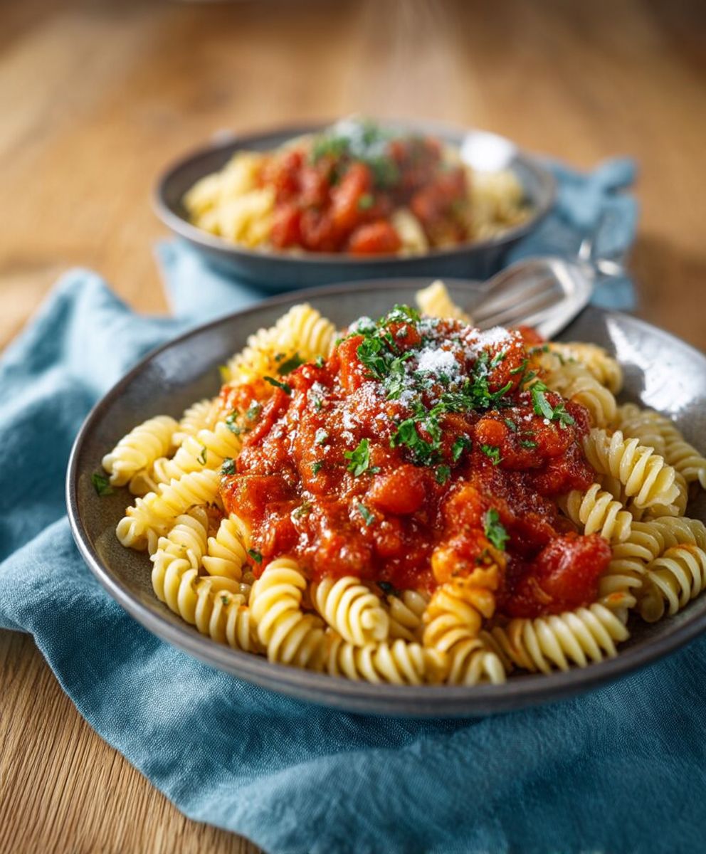 Nudeln mit Tomatensauce Familie