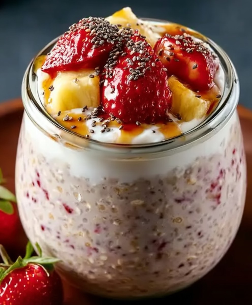 Erdbeer Rhabarber Overnight Oats