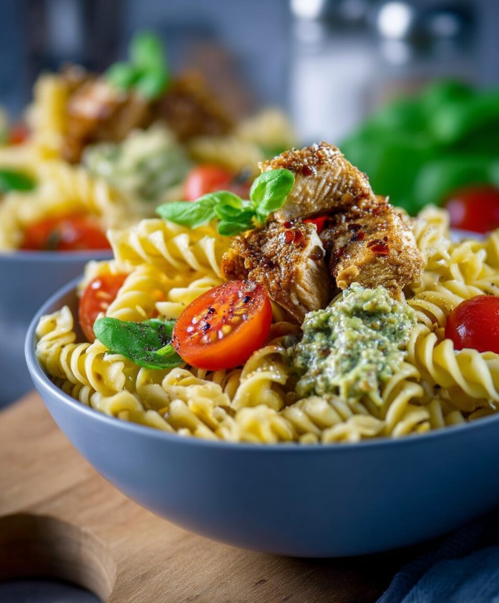 Nudelsalat Caprese Hähnchen