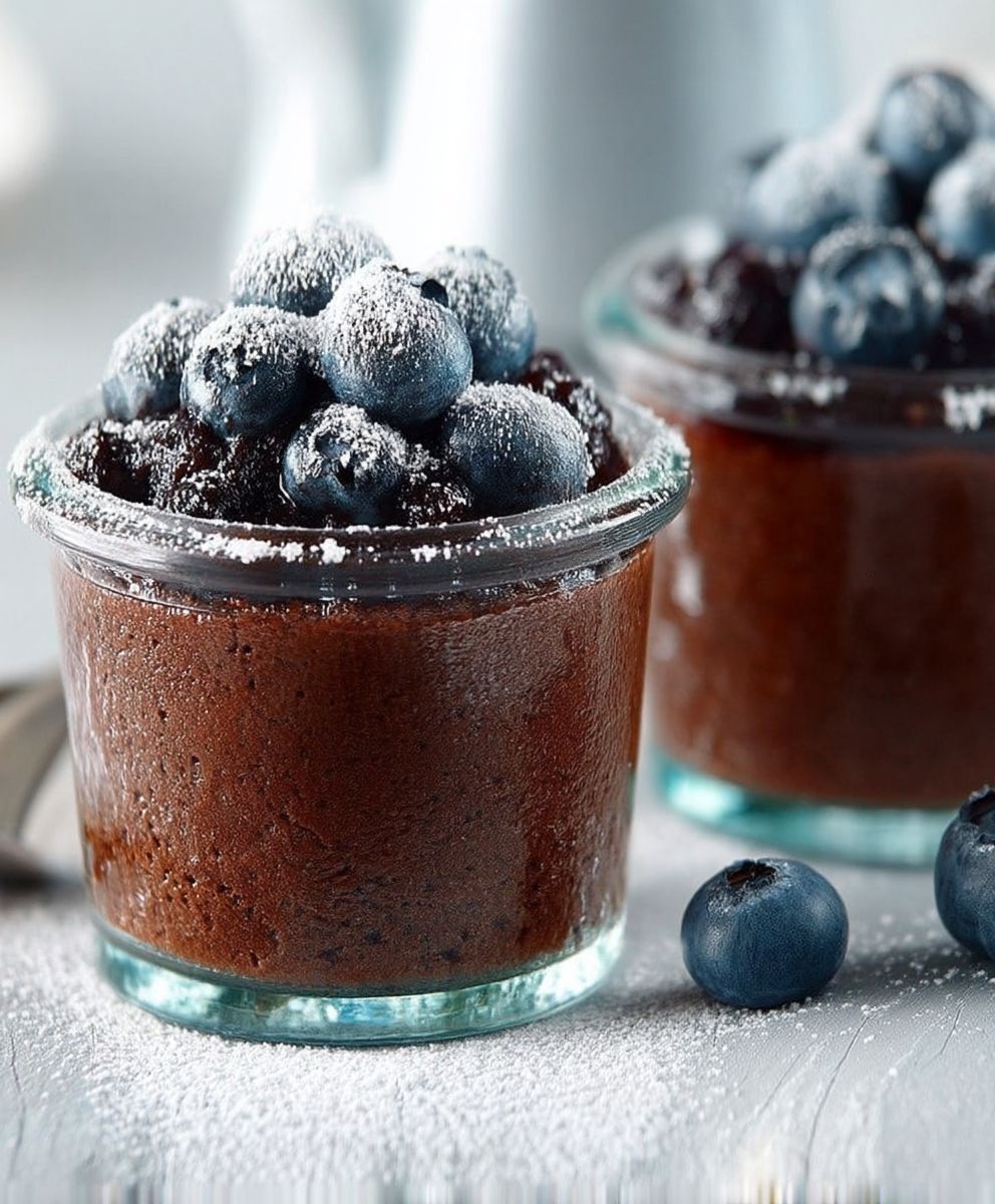 Schokokuchen Heidelbeeren Glas