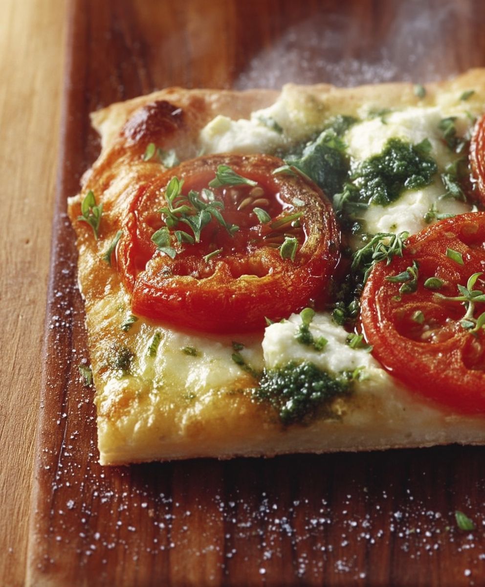 Tomaten Flammkuchen Ziegenkäse Basilikum