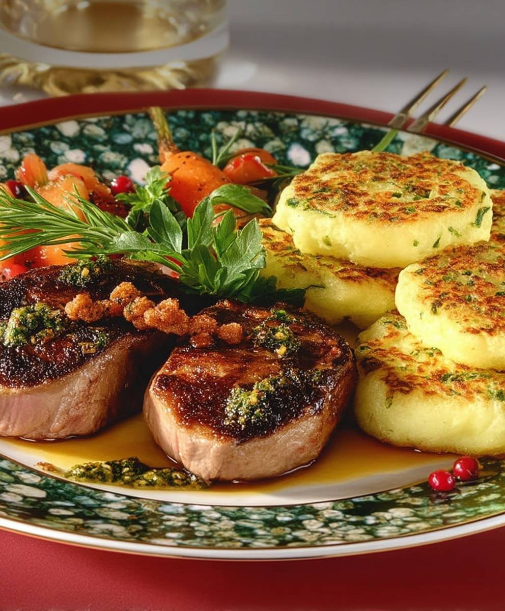 Lamm mit Apfel Kartoffeltalern