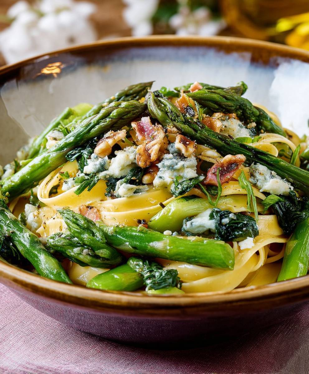 Grüner Spargel Gorgonzola Pasta