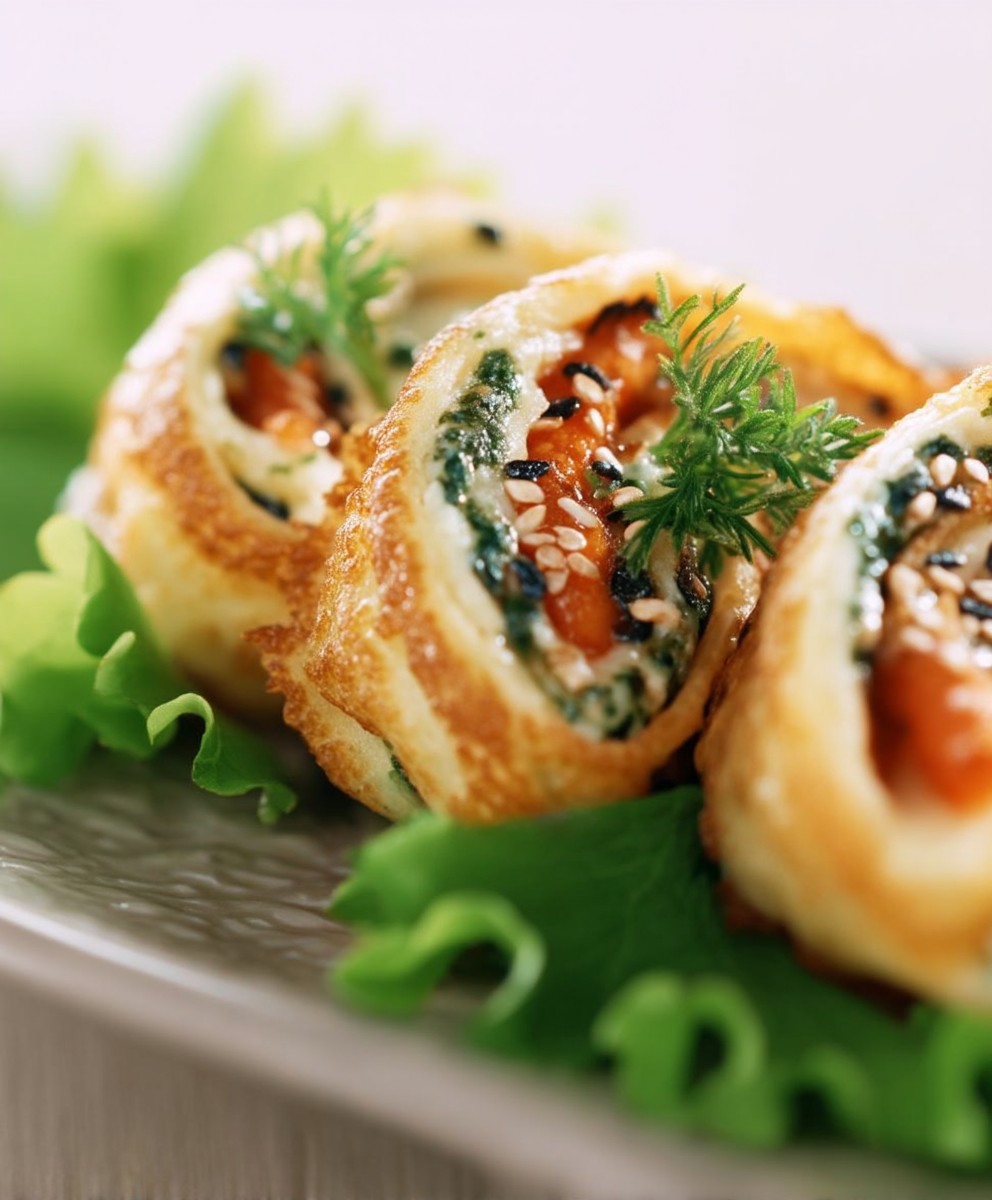Pfannkuchenröllchen Kräuterfüllung