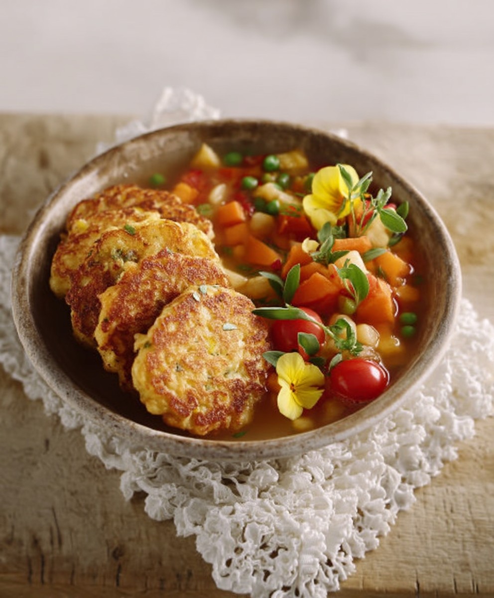 Gemüsesuppe Reibekuchen kombinieren
