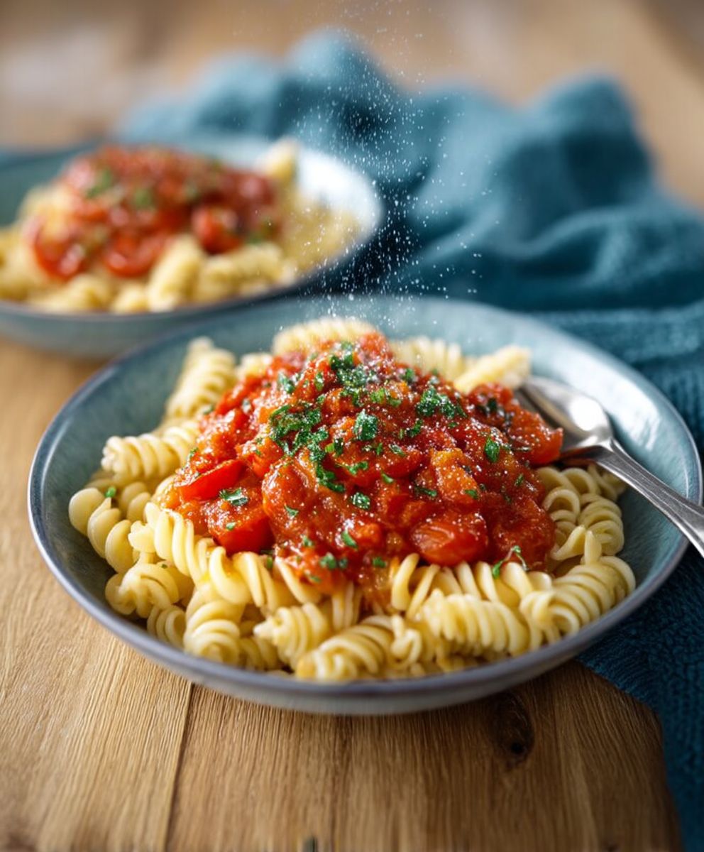 Nudeln mit Tomatensauce Familie